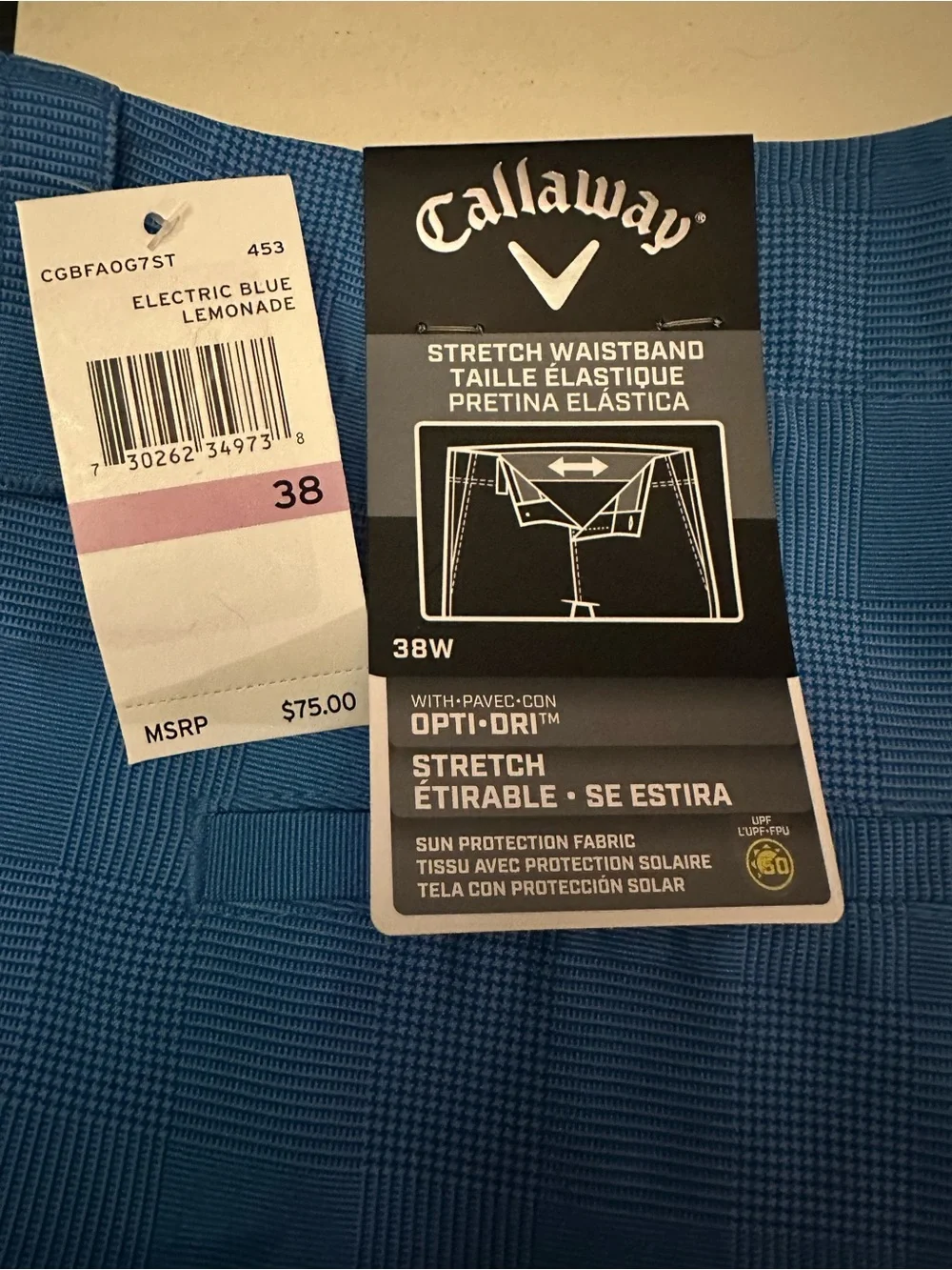 Callaway Men’s Light Blue Flat Front Golf Shorts